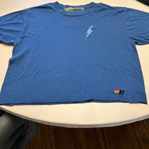 Aviator Nation cropped blue tee shirt